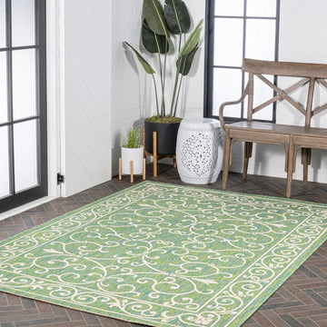 Charleston Vintage Filigree Textured Weave Indoor/outdoor Area Rug